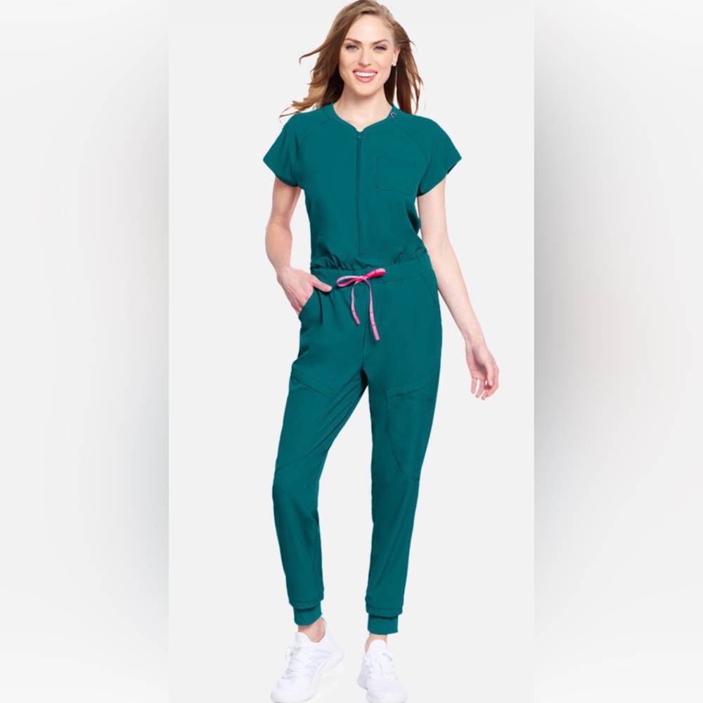 Medcouture Caribbean blue scrub jumpsuit. Small, worn once.